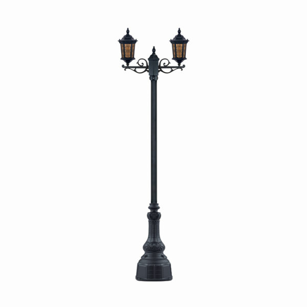چراغ پارکی دو شاخه سورن کوتاه طرح دار سربالا شاخه T